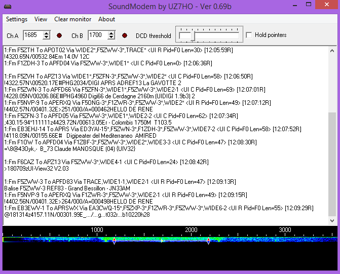 F8RFL SOUNDMODEM DECODEUR APRS, AFSK et émulation AGWPE