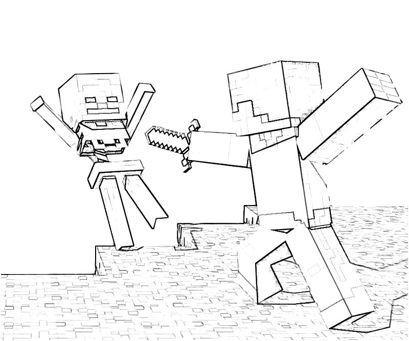 Printable Minecraft Character Action Coloring Pages title=