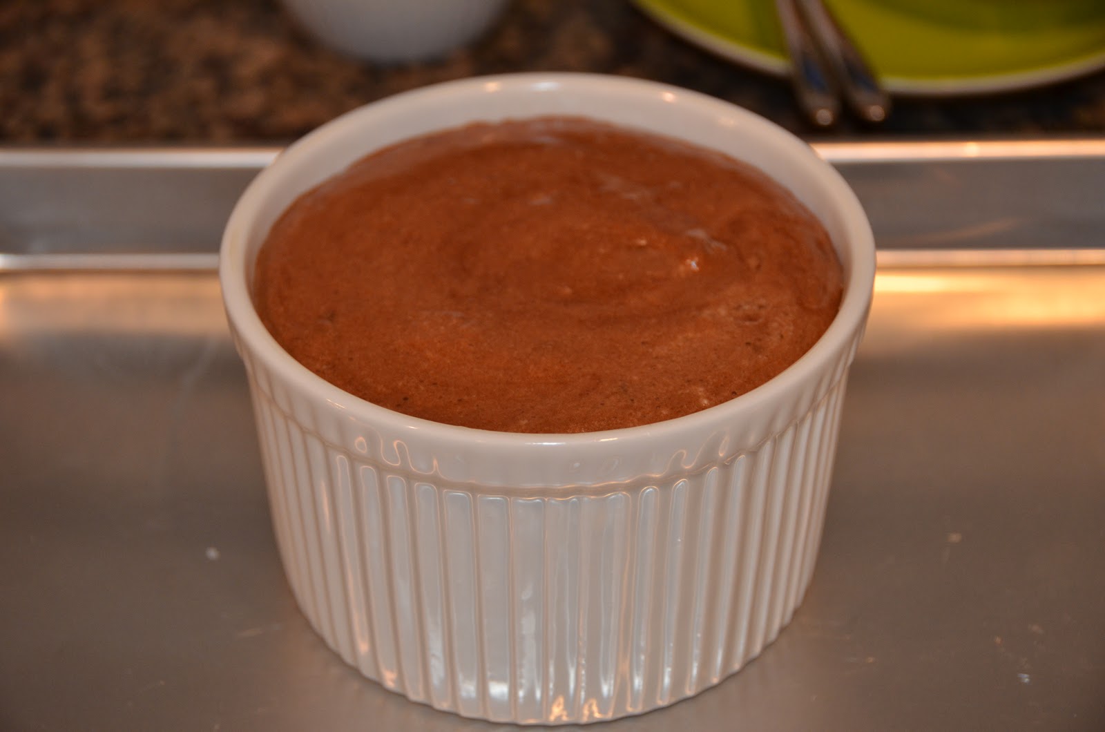 Playing with Flour Chocolate soufflé with orange crème anglaise