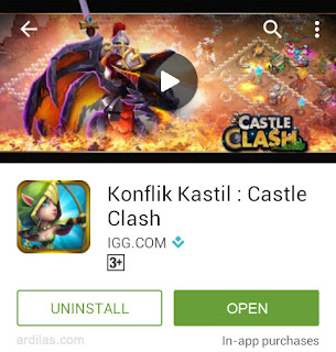 Uninstall / Open aplikasi Konflik Kastil - Cara Uninstall / Hapus Aplikasi Game Konflik Kastil Android
