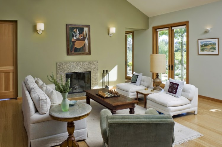 Sala con acentos verdes - Colores en Casa