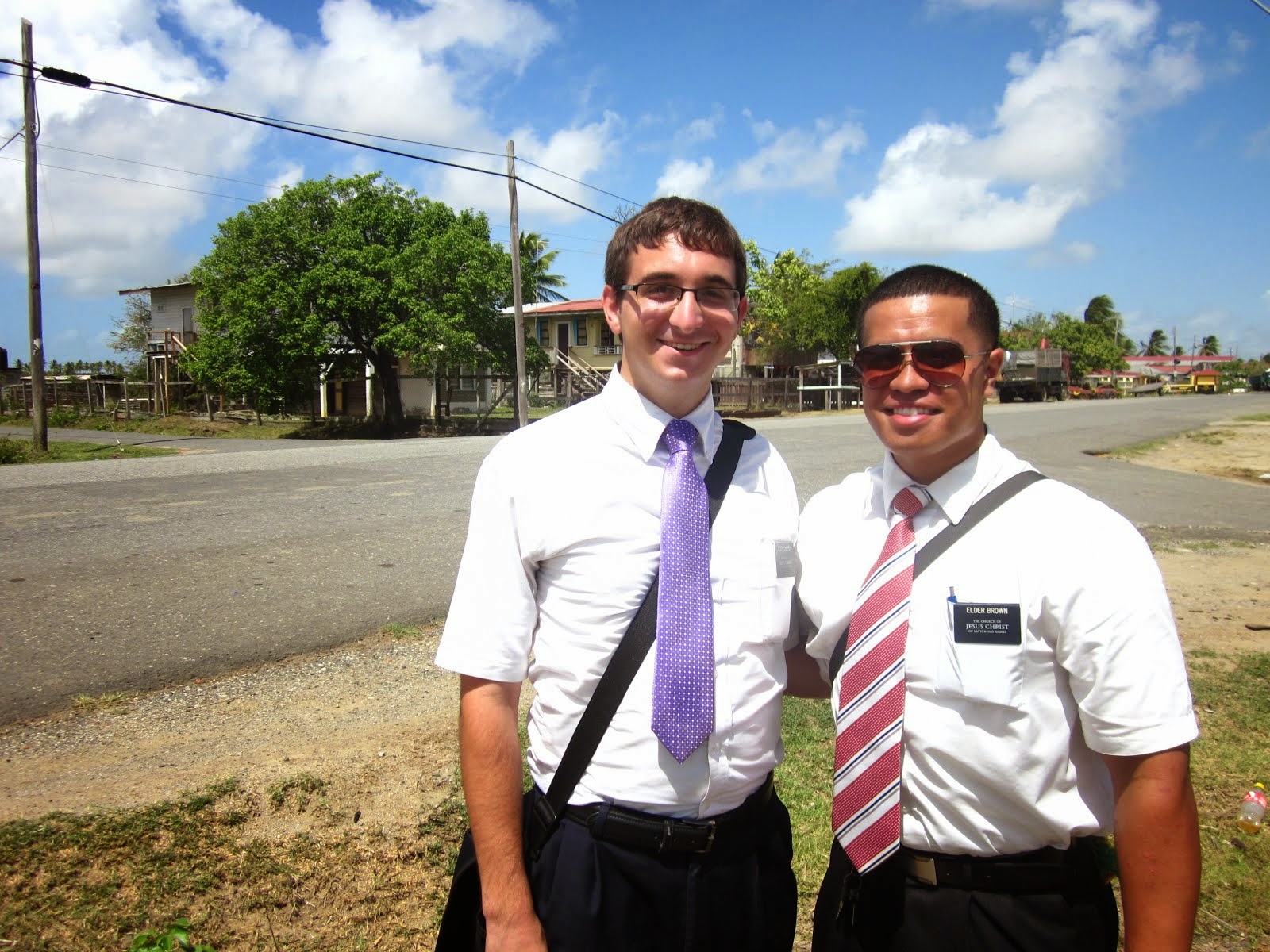 The district leader, Elder Sharren, and I on our trade-off.