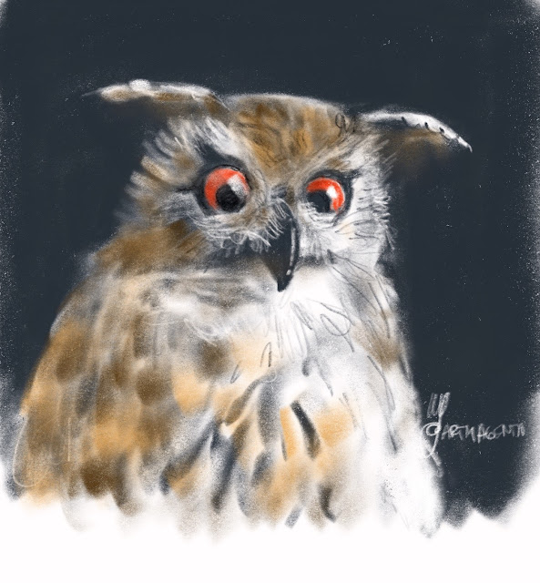 Eagle owl bird painting by Artmagenta
