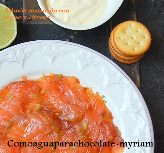 Salmón Marinado Con Cacao  Y Cítricos.
