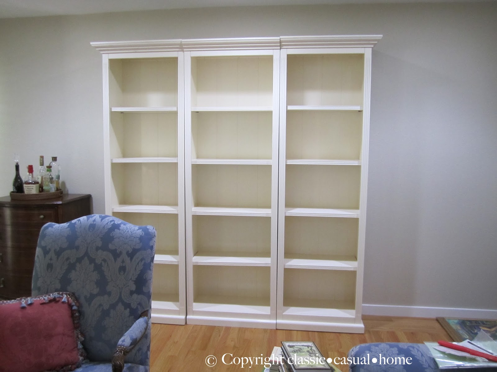 classic • casual • home Blue, White and A Ballard Bookcase, Before and