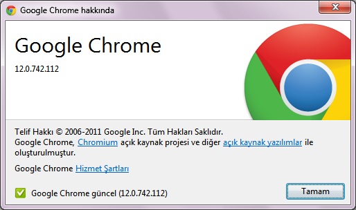Google Chrome 12 Güncelleme