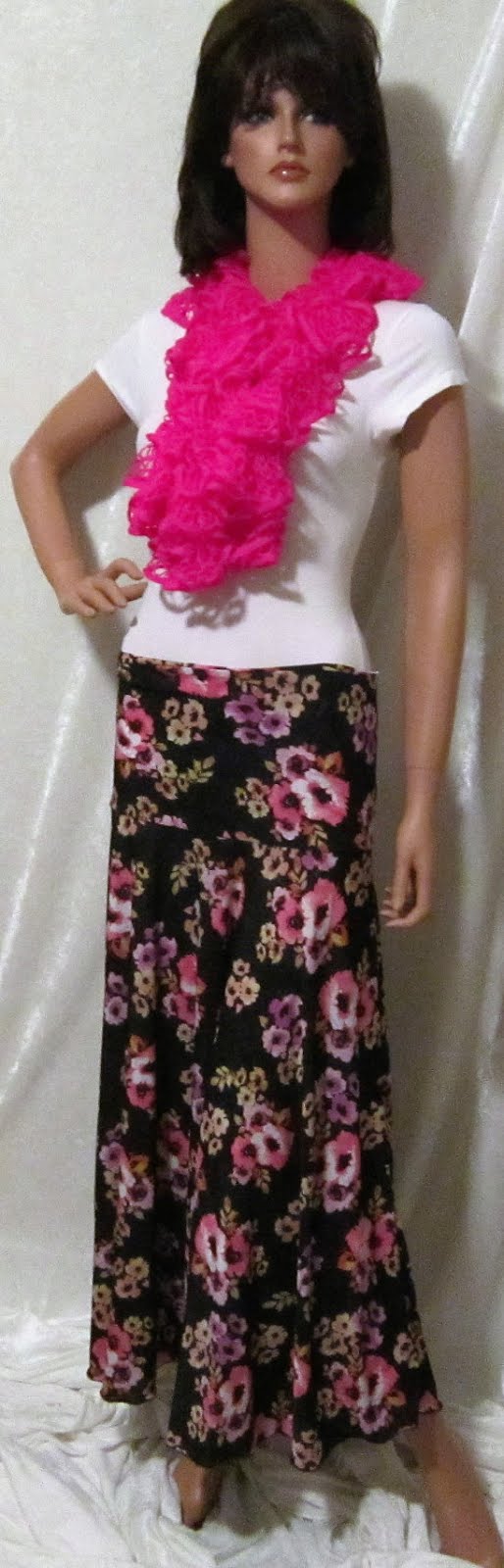 Retro Floral Maxi skirt, 36 " long