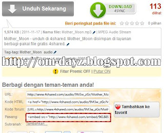 Memasang Lagu Pada Website/Blog Cara Baru via 4Shared