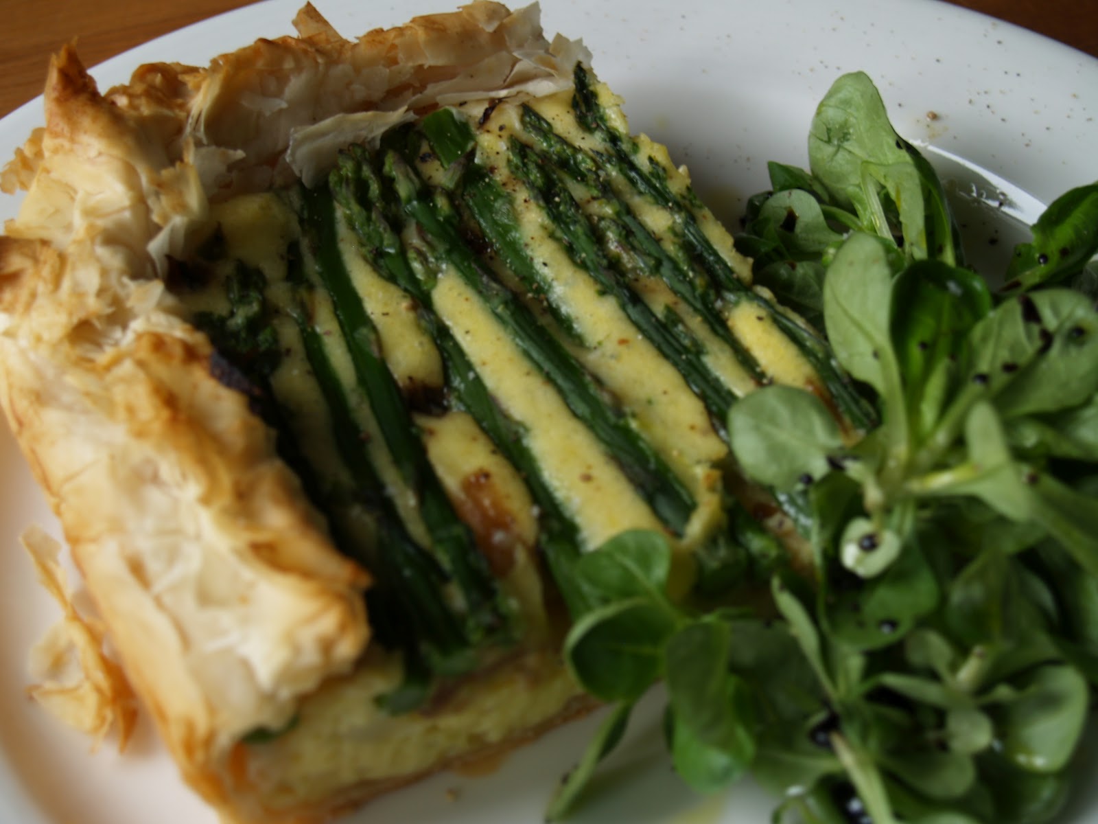Persimmon and Peach Asparagus & Potato Tart