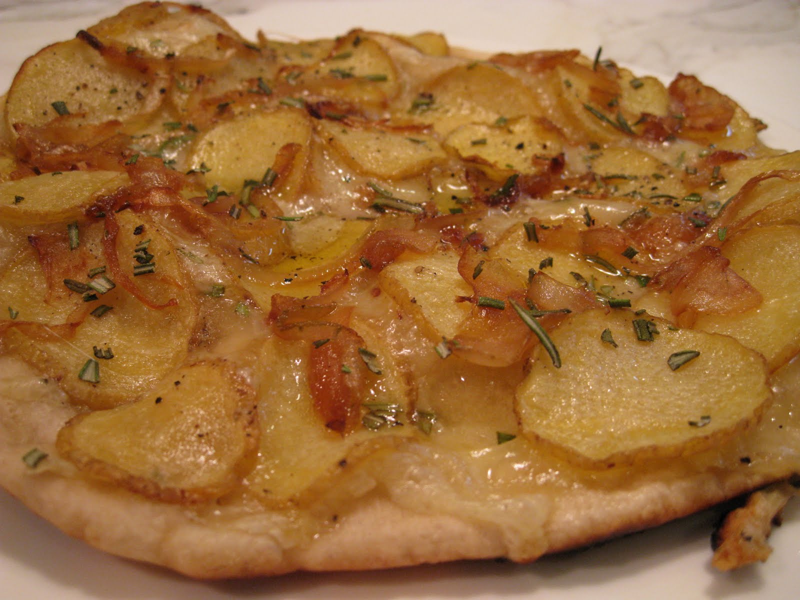 Potato, Caramelized Onion, Rosemary and Fontina Pizza
