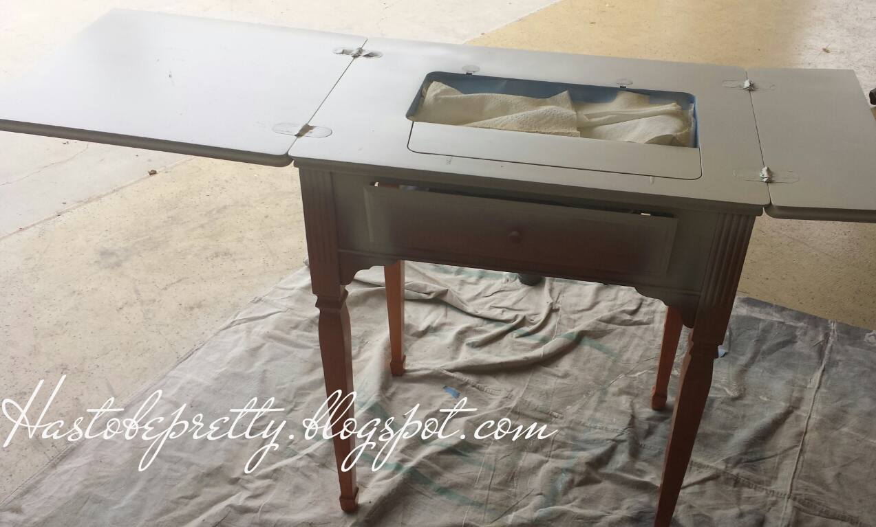 Has to be Pretty How I Refinished My Sewing Table!
