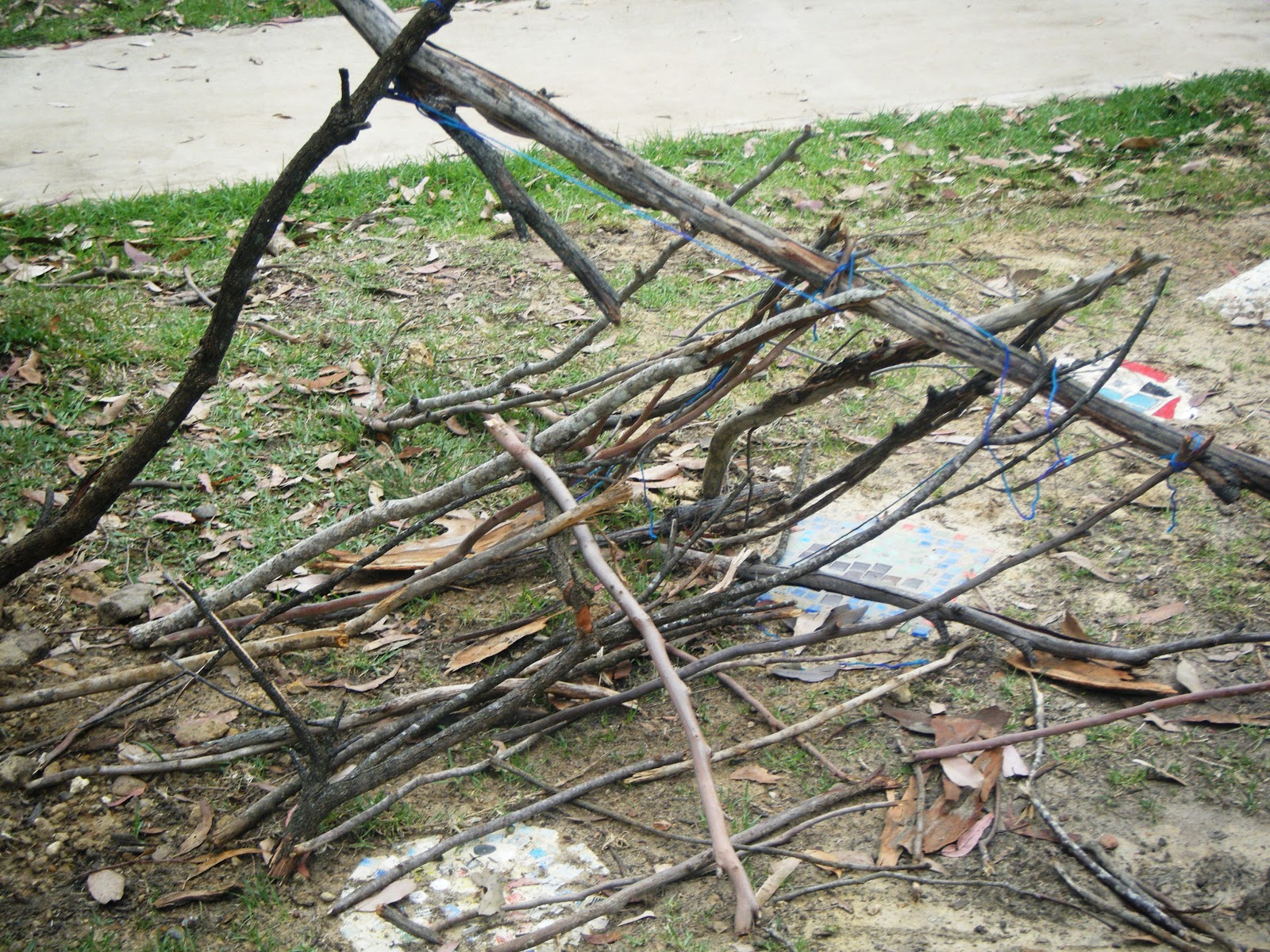 let the children play Building a house of sticks