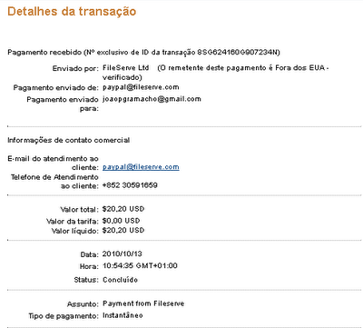 prova pagamento fileserve Ganhar Dinheiro Com Fileserve