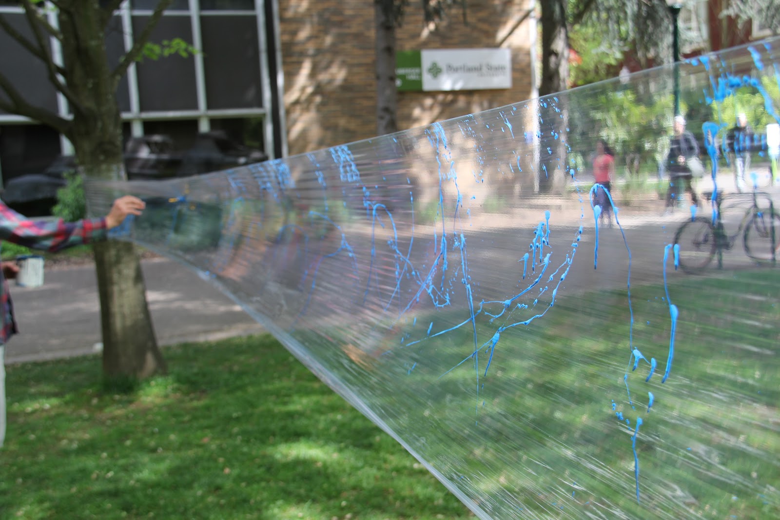 3D DESIGN ART 117 SPRING 2013 SIGHT SPECIFIC PACKING TAPE SCULPTURE