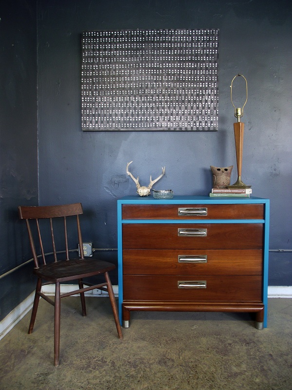 Vintage Ground Aqua MCM / Retro Four Drawer Chest of Drawers / Dresser