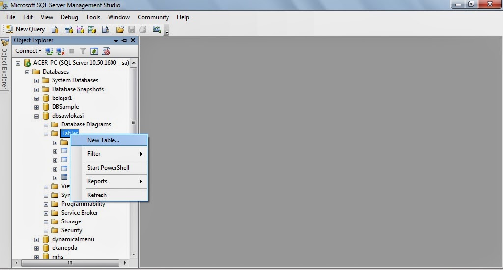 Membuat Database W | cara membuat database di sql server 2008 Membuat Database W | cara membuat database di sql server 2008