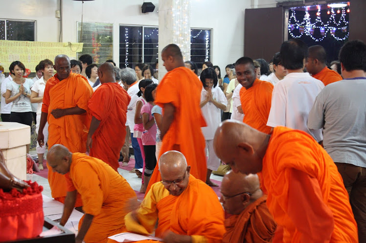 The Sri Lankan Monks preparing to chant for the 4th night chanting