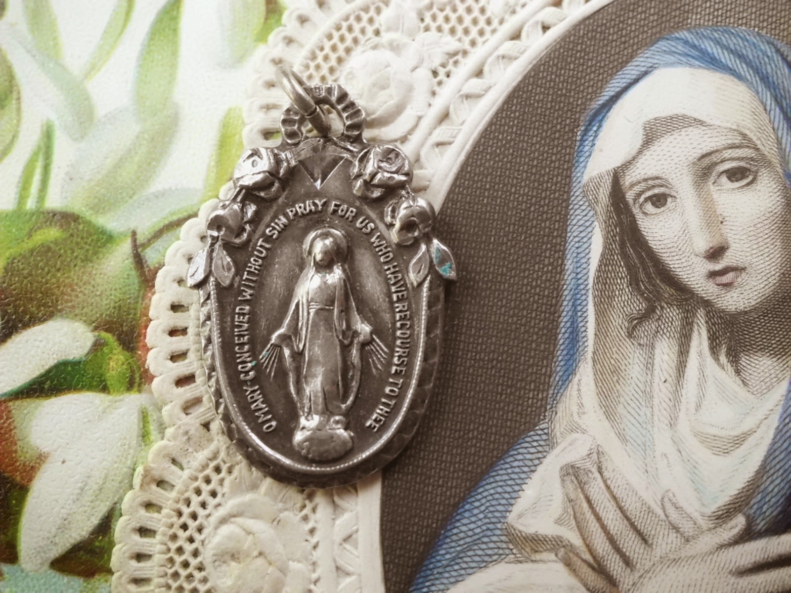 Vintage Religious Medals A Selection of Sterling Silver Marian Medals