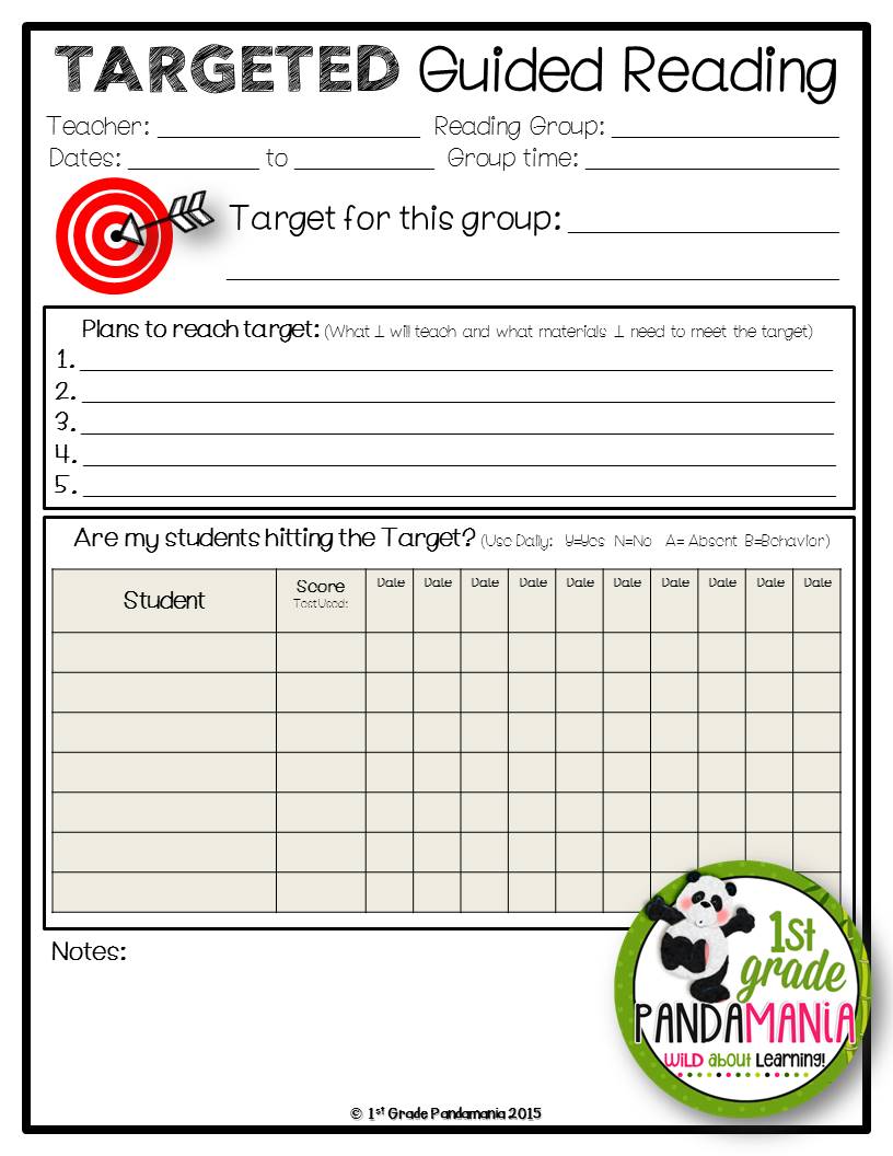 1st Grade Pandamania TARGETED Guided Reading