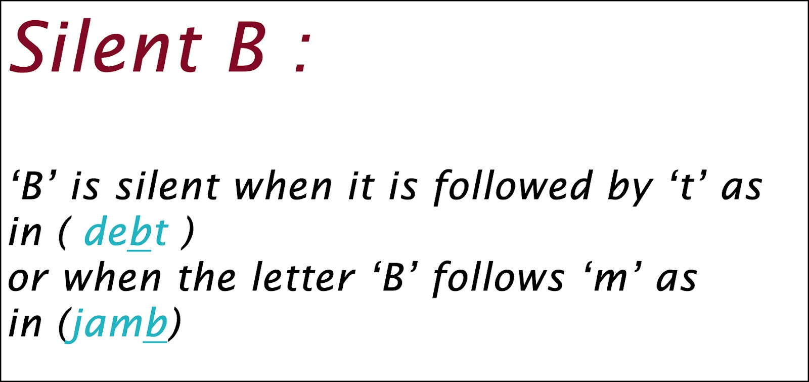 Pronuntiation: Silent letters  Silent+letter+B