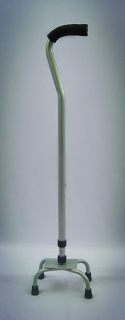13. Quad cane iron silver tube 鐵四脚手杖 tongkat 4 kaki besi