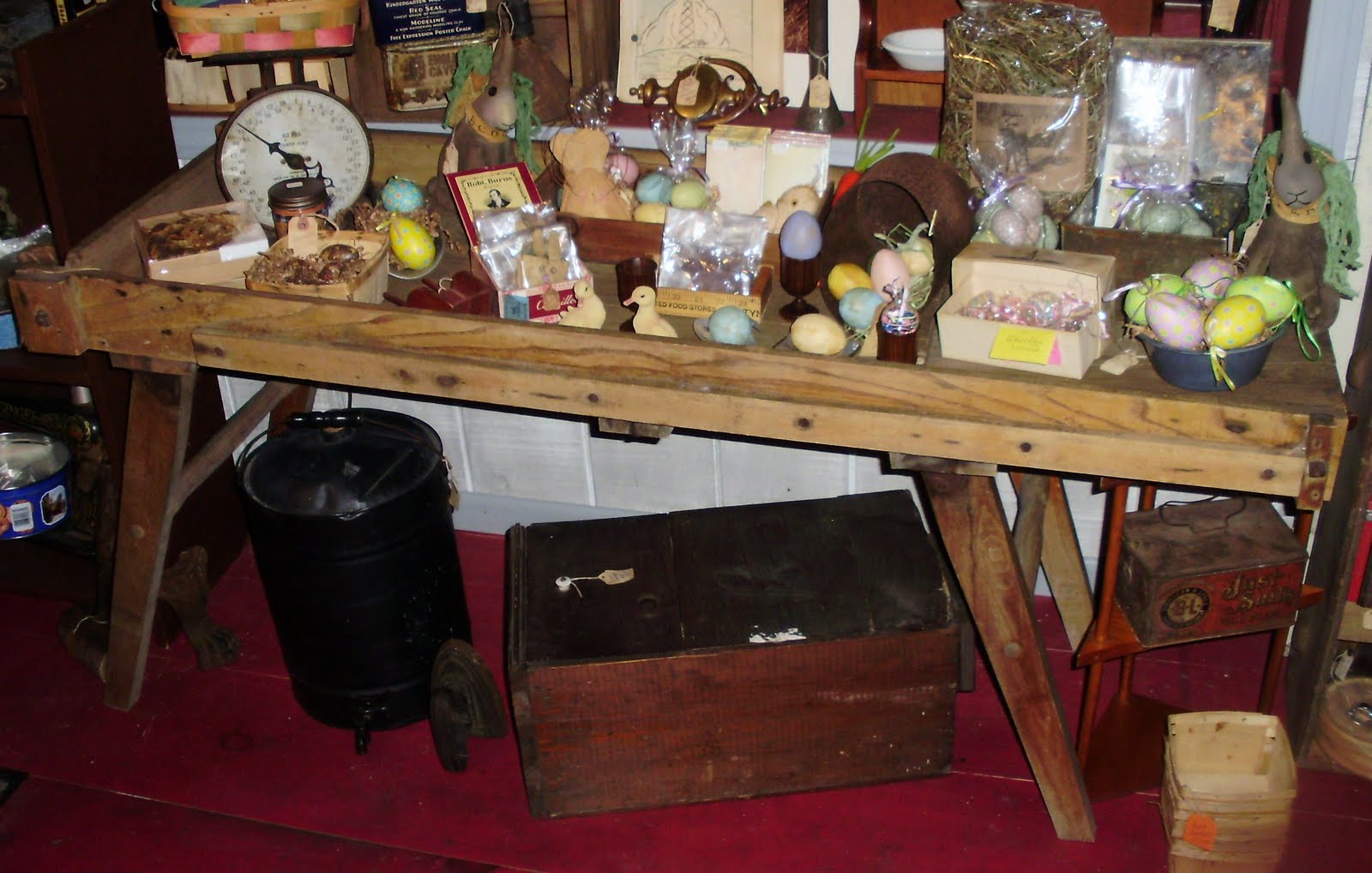 Log Cabin Antiques & Gifts Butter Workers table