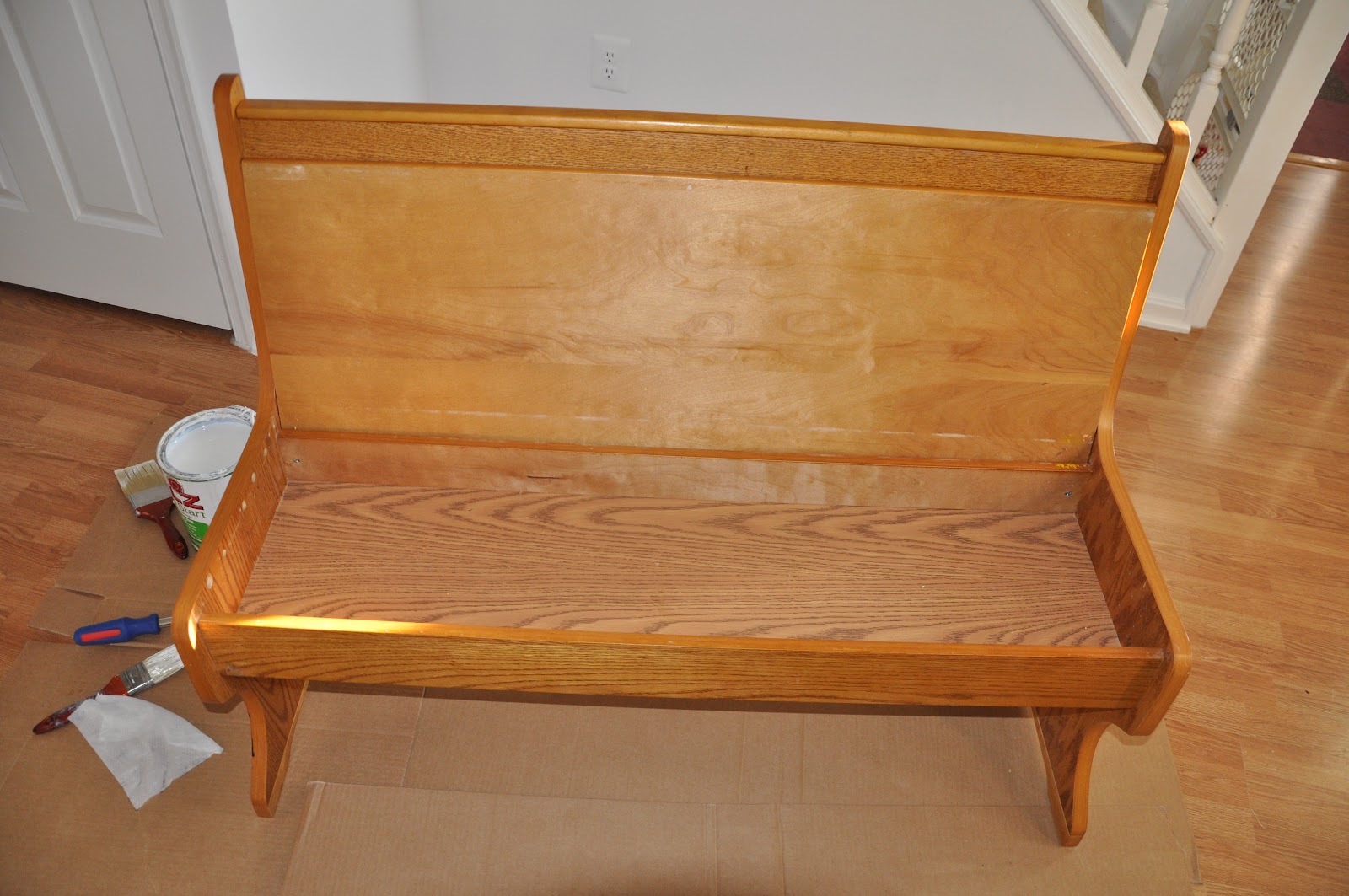 The Adventures of an Air Force Family Red Bench for our Entryway!