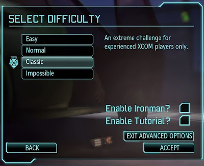 XCOM: Enemy Unknown - Select Difficulty screen