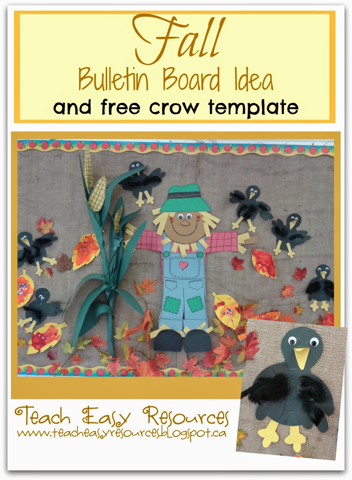 teach easy resources fall bulletin board idea and free crow template