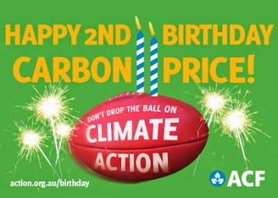 Happy birthday carbon price. Don't drop the ball on climate action.