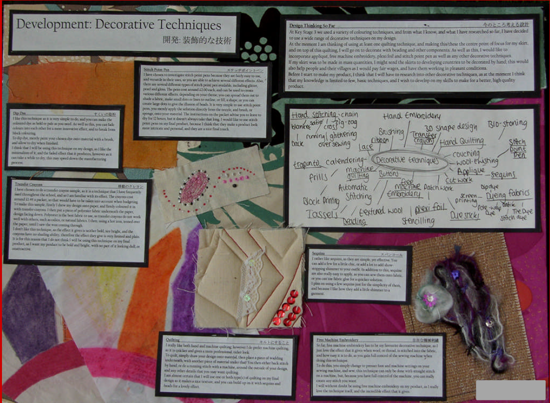 ST Bedes RC School Yr 11 Textiles Development Stages