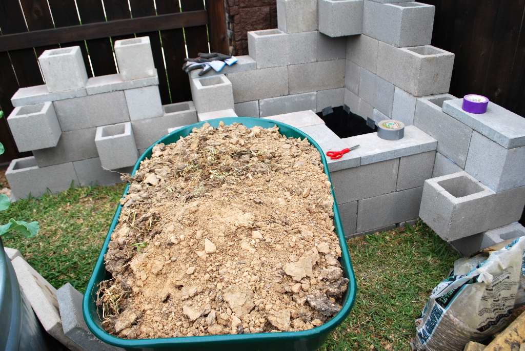 Building a Large Compost Bin Area with Concrete Cinder Blocks 