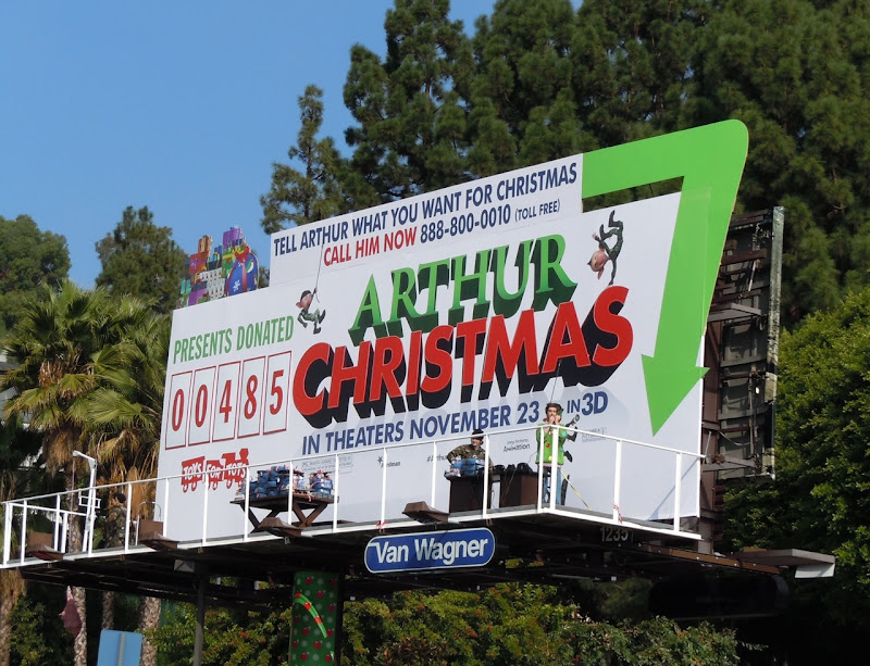 Living Arthur Christmas billboard Sunset Strip