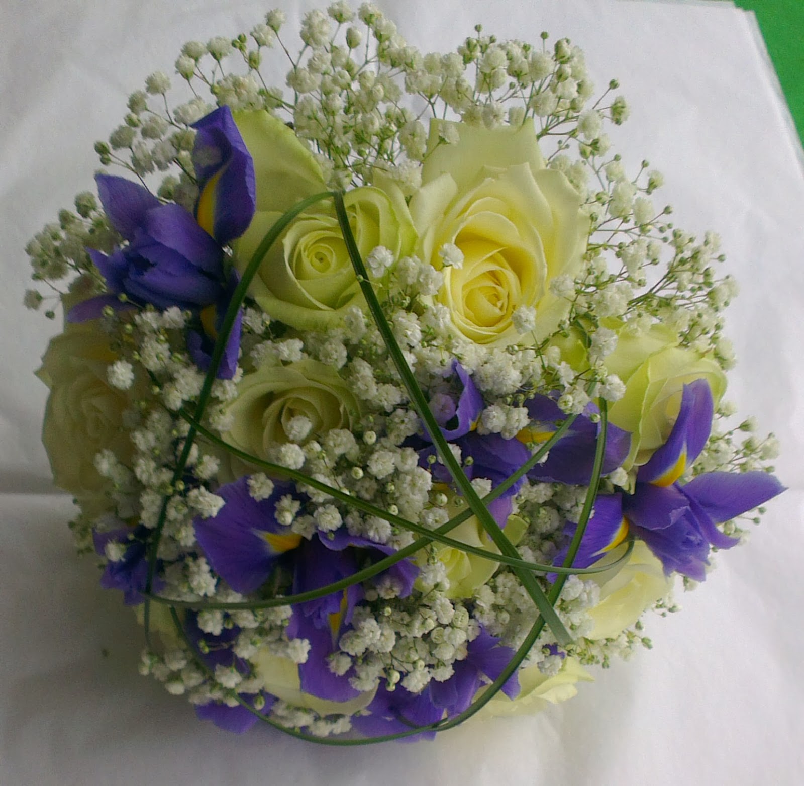 Sandra's Flower Studio Roses and Iris bridal bouquet