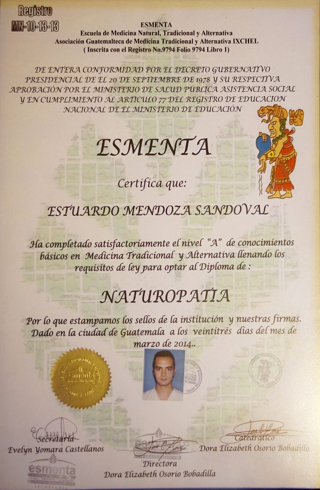 Certificado Naturopata