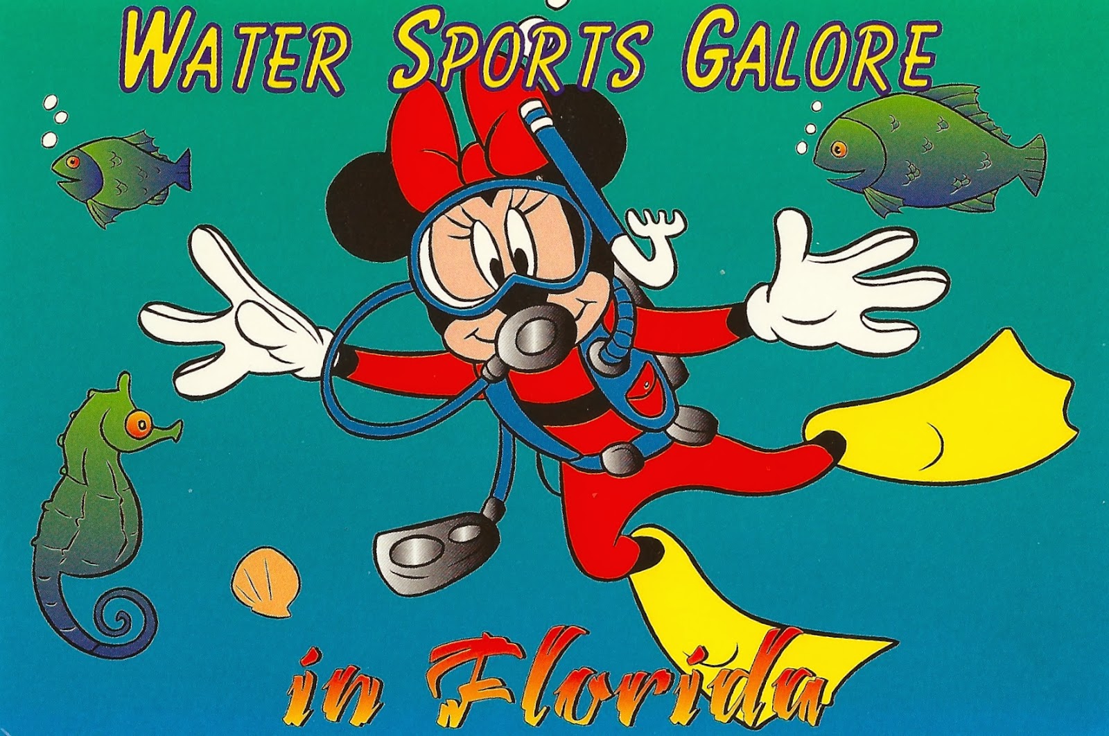 My Favorite Disney Postcards Minnie Mouse Scuba Diving