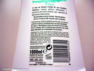 Ingredientes y otra información del gel de ducha familiar con vitaminas de la fruta DELIPLUS de Mercadona