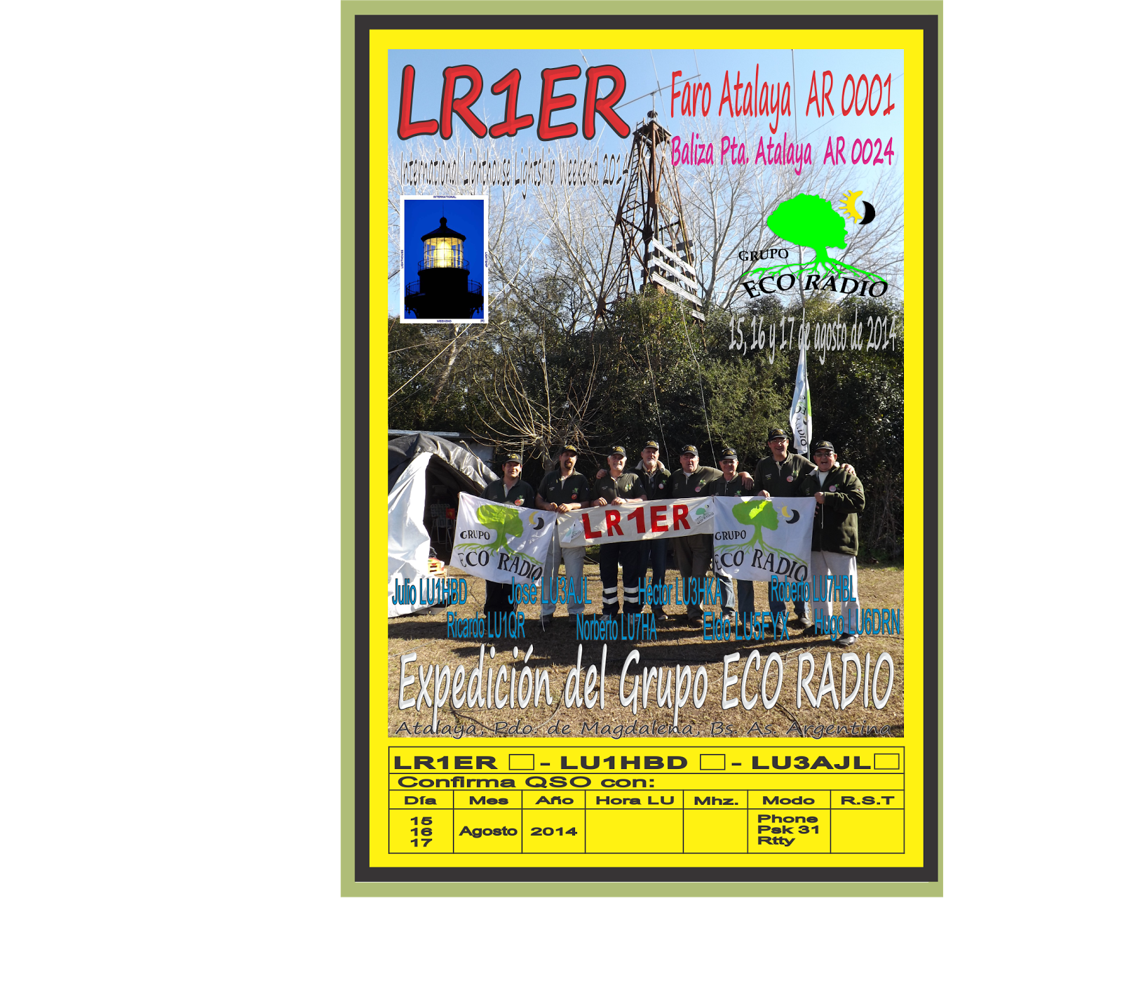 QSL Especial LR1ER Expedición Faro Atalaya