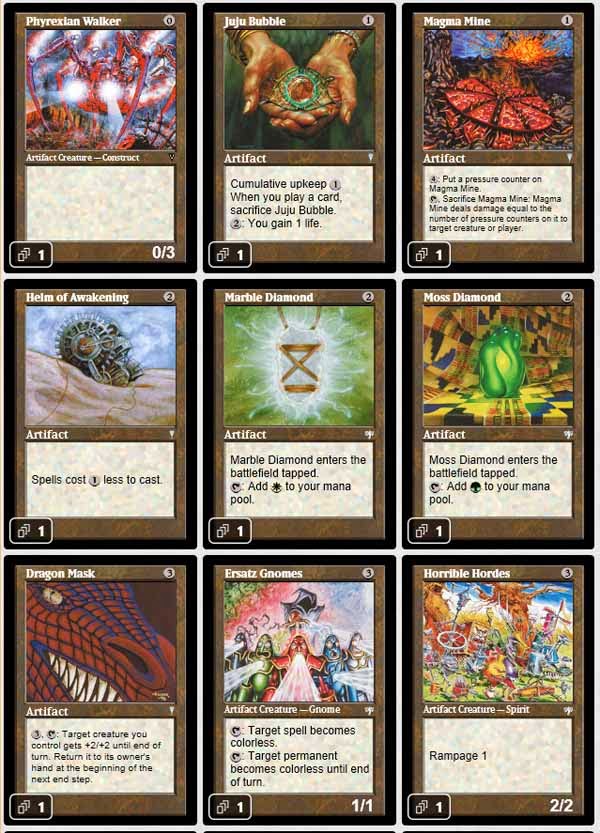 Magic the Gathering Adventures Mirage and Visions online Artifacts and