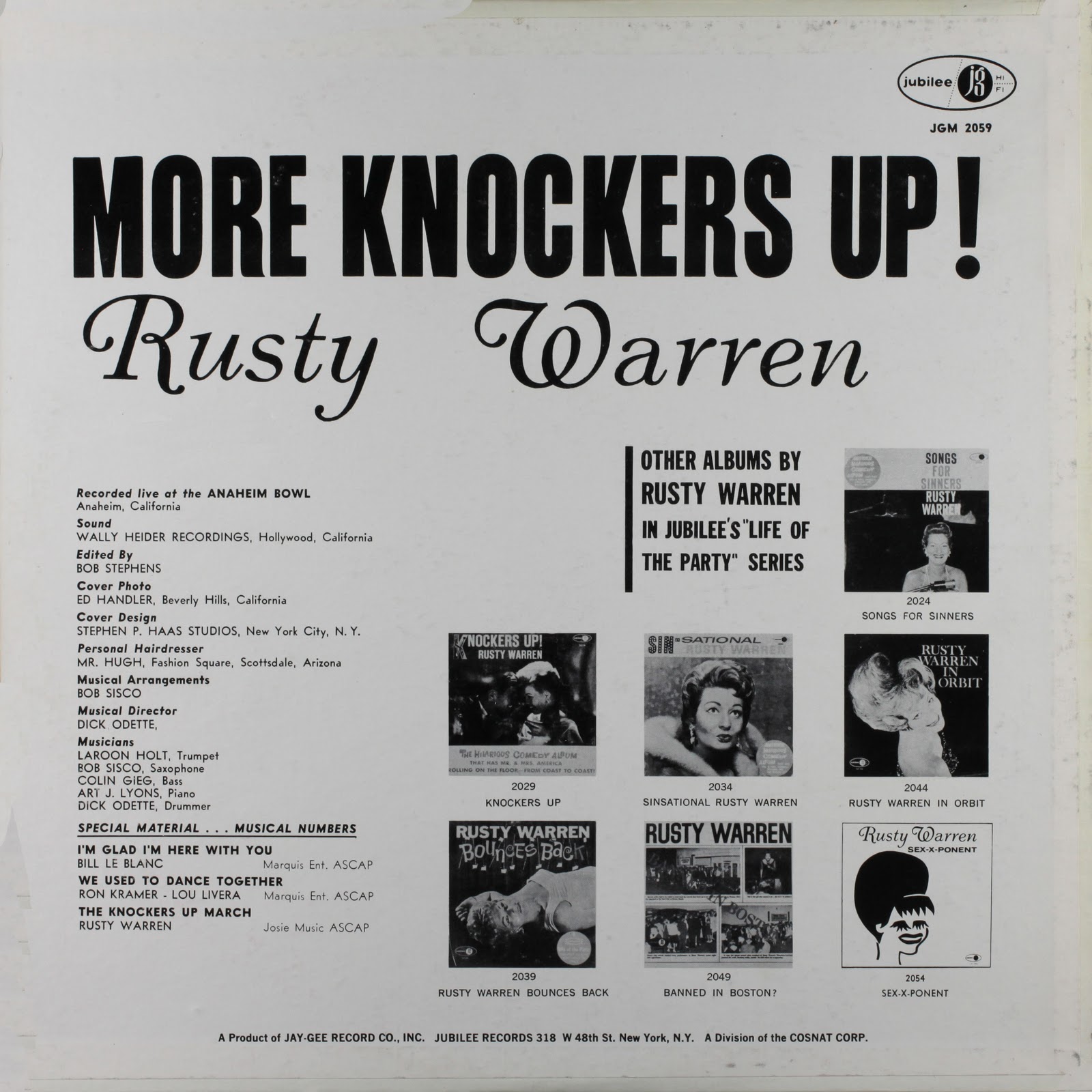 Vintage Standup Comedy Rusty Warren More Knockers Up 1965