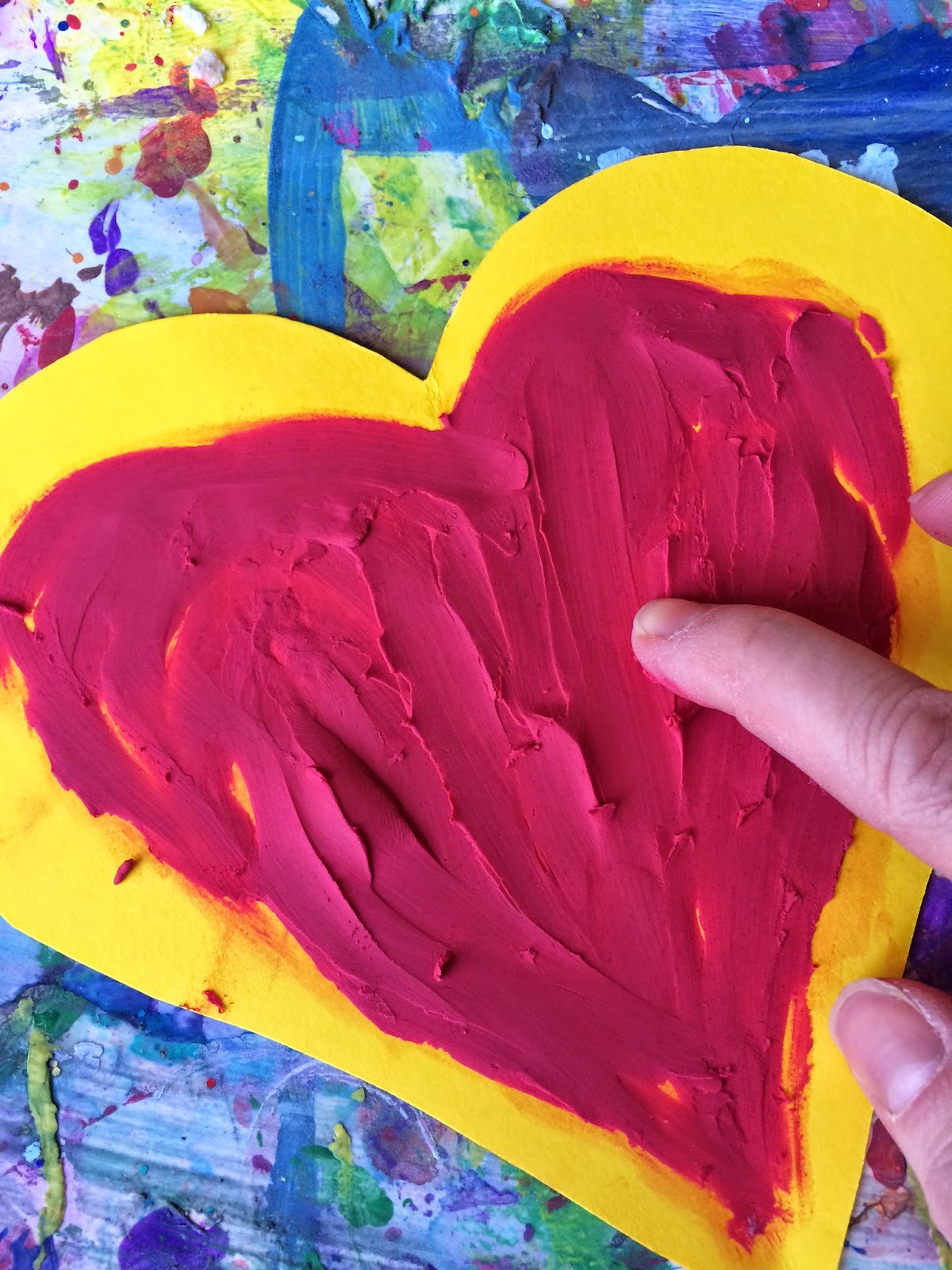 Mini and Mommies Finger Paint Valentine's Day Art, with Clay!
