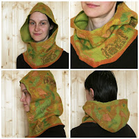 wool felted hat cowl hoodie halmet balaclava