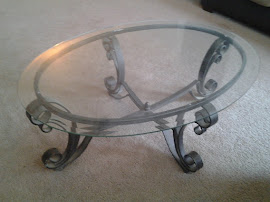 Scrolly metal and glass table $SOLD