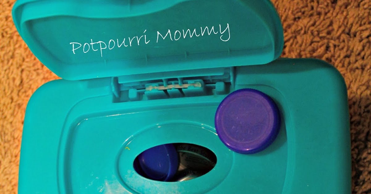 Potpourri Mommy Recycled baby wipe container + milk jug lids = toddler