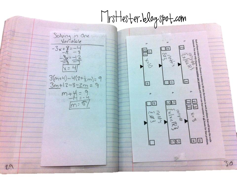 Mrs. Hester's Classroom : Solving in One Variable