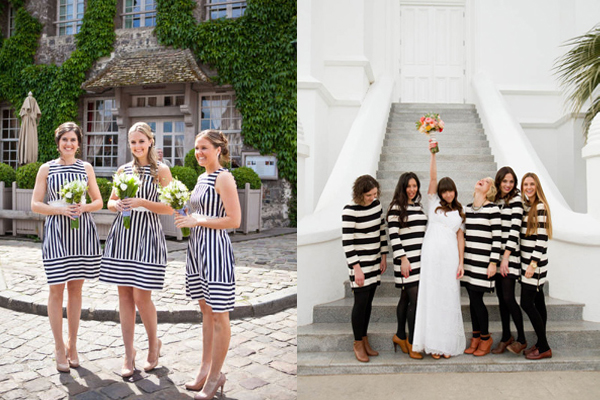 black and white striped bridesmaid dresses