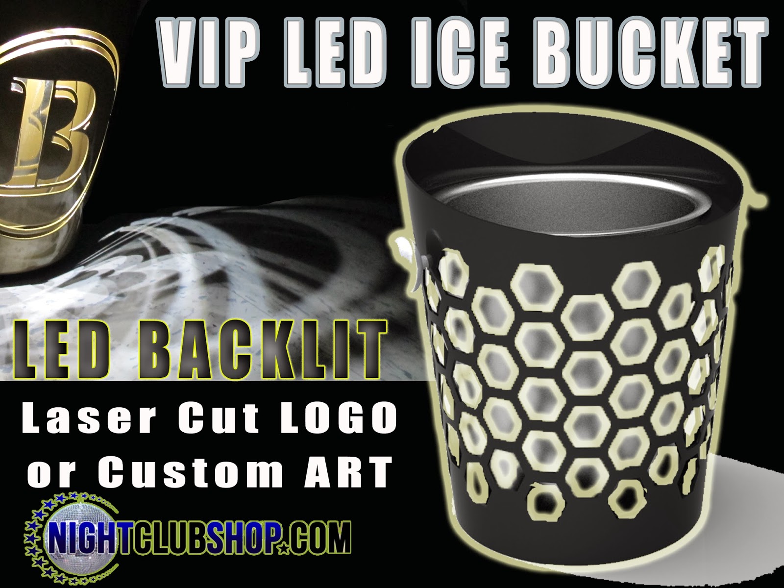 LED ICE BUCKET VIP CHAMPAGNE LED ICE BUCKETS WITH LASER CUT BRANDING