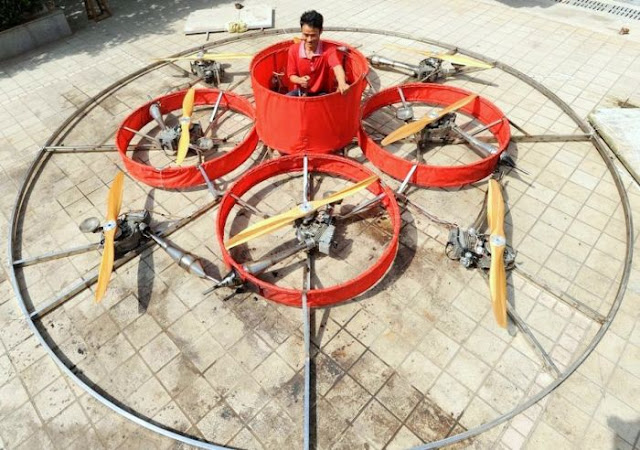 Former Chinese Farmer Builds Homemade Flying Saucer