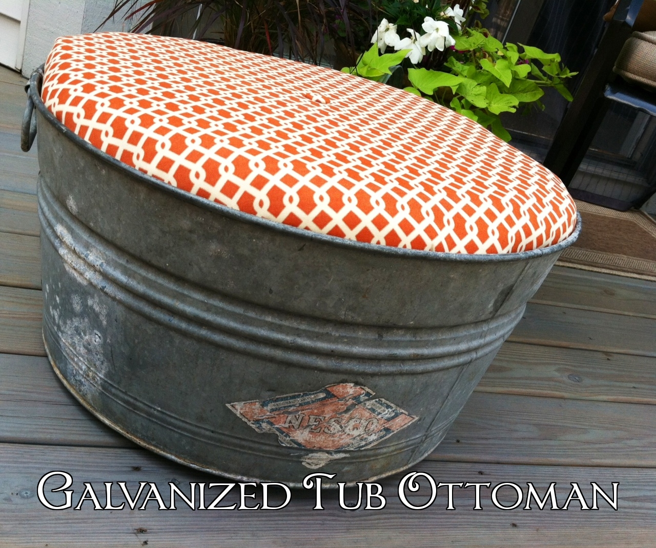 Eleanor Olander This is me... Galvanized Tub Turned Outdoor Ottoman