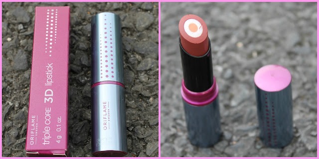 Oriflame Triple Core 3D Lipstick Blog Review Nude Peach